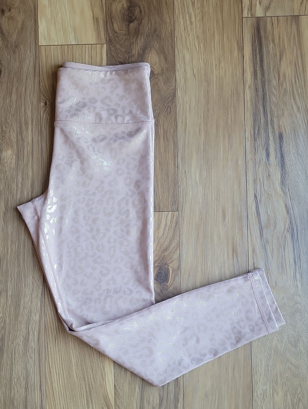 ZYIA Blush Pink Metallic Leopard High-Waist Leggings Size 6-8